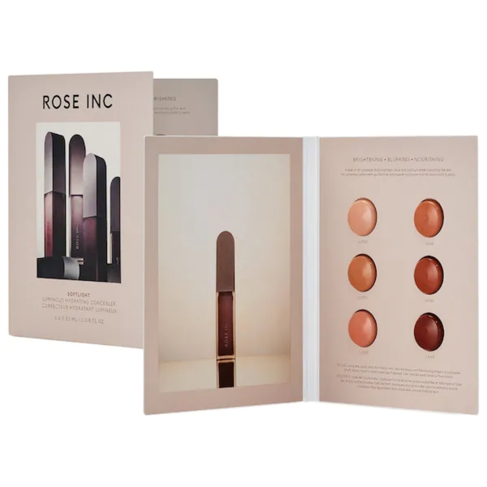 Rose INC Softlight Luminous Hydrating Concealer 6 Shades Pod Sample Card.